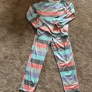 2 Piece Multicolor Striped Color Block Women’s Pajama Set